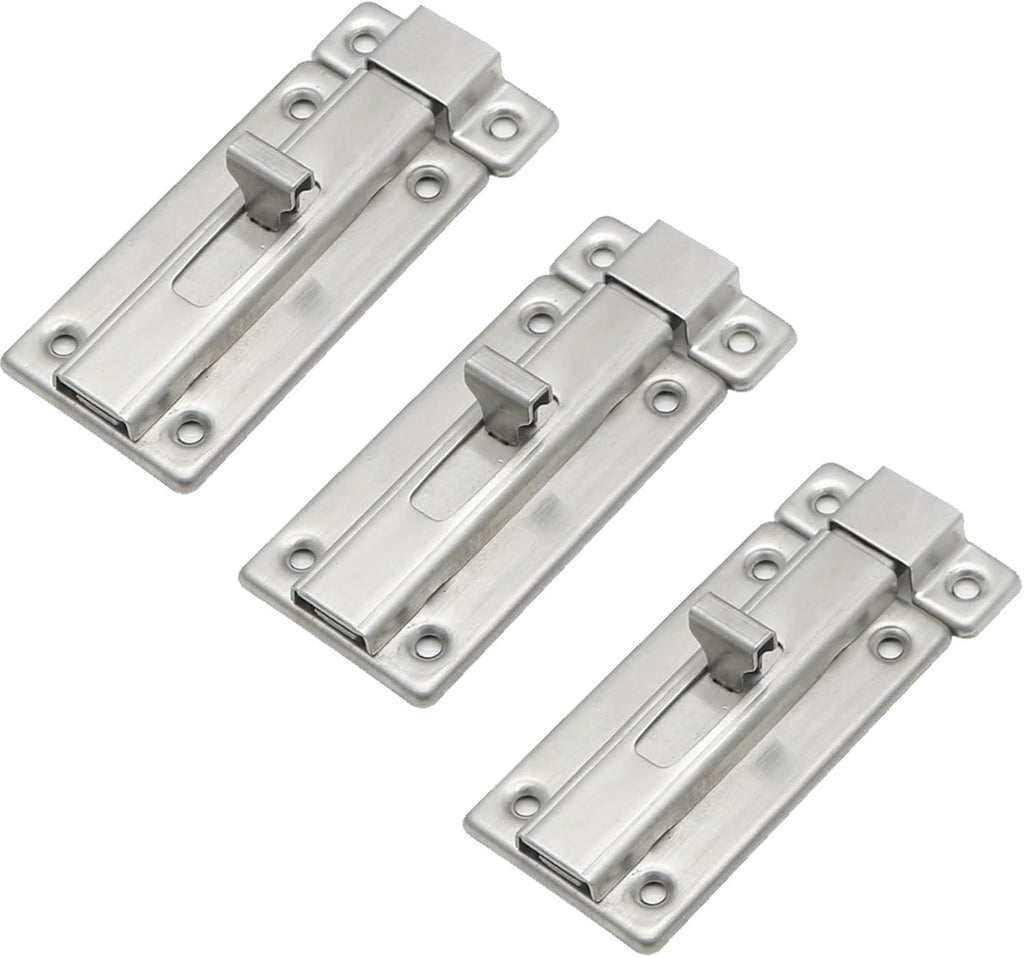 Slide Latch Lock, 3 Pcs 3 inches Sliding Door Bolts Lock,Gate Sliding Latch Lock