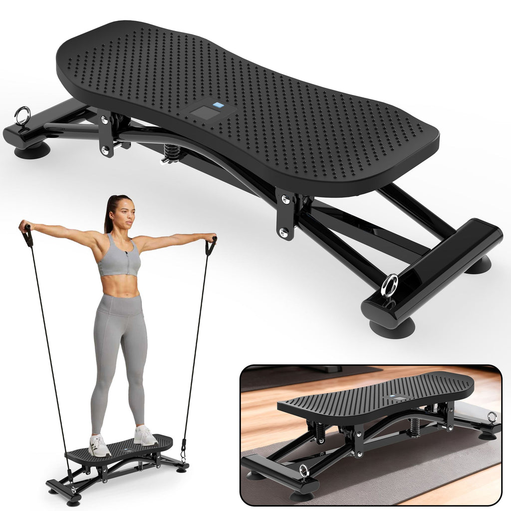 Sliding Ski Simulator with Resistance Bands - Indoor Skiing Fitness Equipment for Home Gym, With Resistance Bands & Non-Slip Base, Full-Body Cardio Training Machine for Core, Leg & Arm Workout
