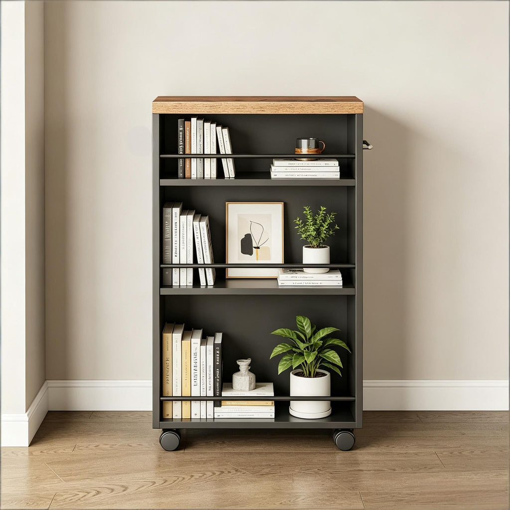 Slim 4-Tier Storage Cart Rolling Narrow Kitchen Cart for Small Spaces Organization Utility Rack with Wheels