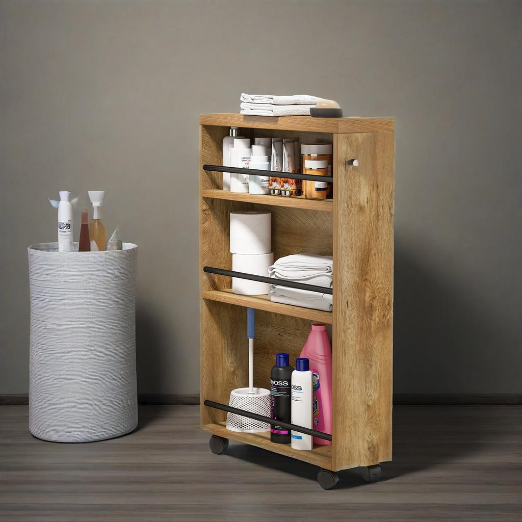 Slim Storage Cart, Rolling Narrow Kitchen Cart on Wheels for Small Place, 4-Tier Slide Out Slim Utility Cart Skinny Laundry Cart