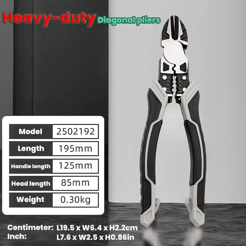 Slotted Pliers, Five-in-one Multi-functional Tool Set, Industrial-grade with PVC Handle, Professional Manual Tool, Automatic Wire Stripper And Cutter - Metal