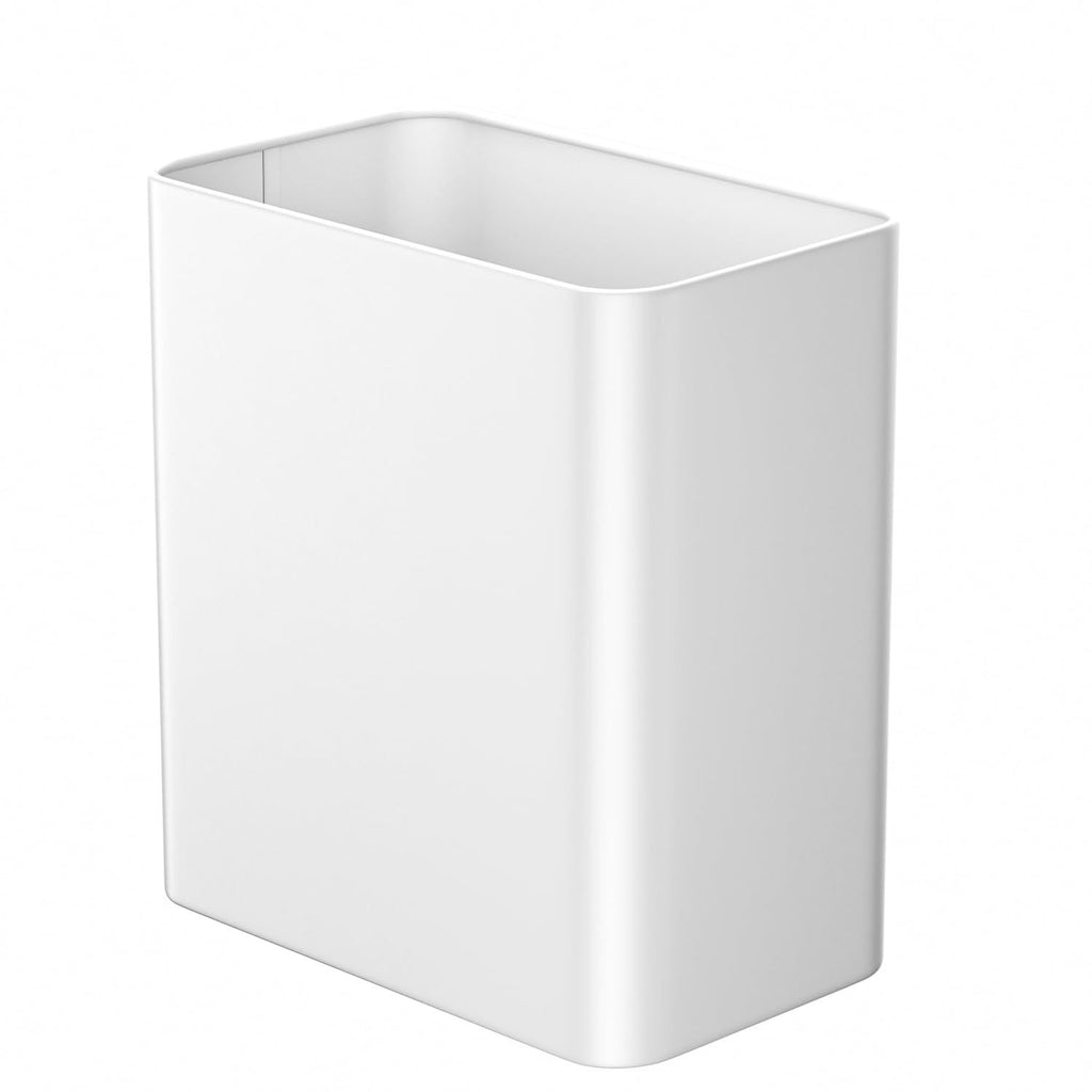 Small Bathroom Trash Can 2.4 Gallon Wastebasket Slim Metal Garbage Can Stainless Steel Trash Bin for Bedroom, Office, Kitchen, Toilet, rv, Near Desk, Under Sink (White)