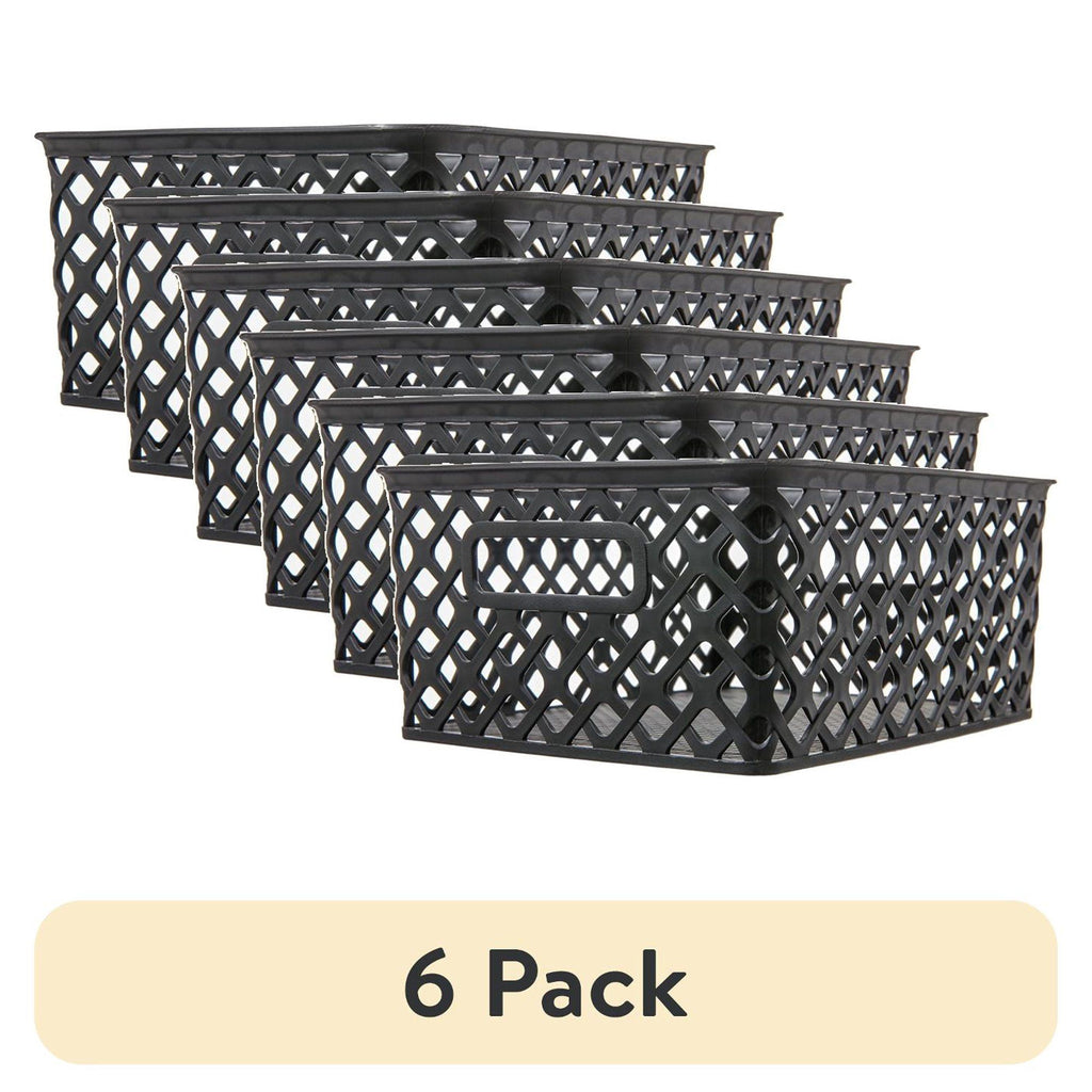 Small Black Decorative Storage Basket 6 pack