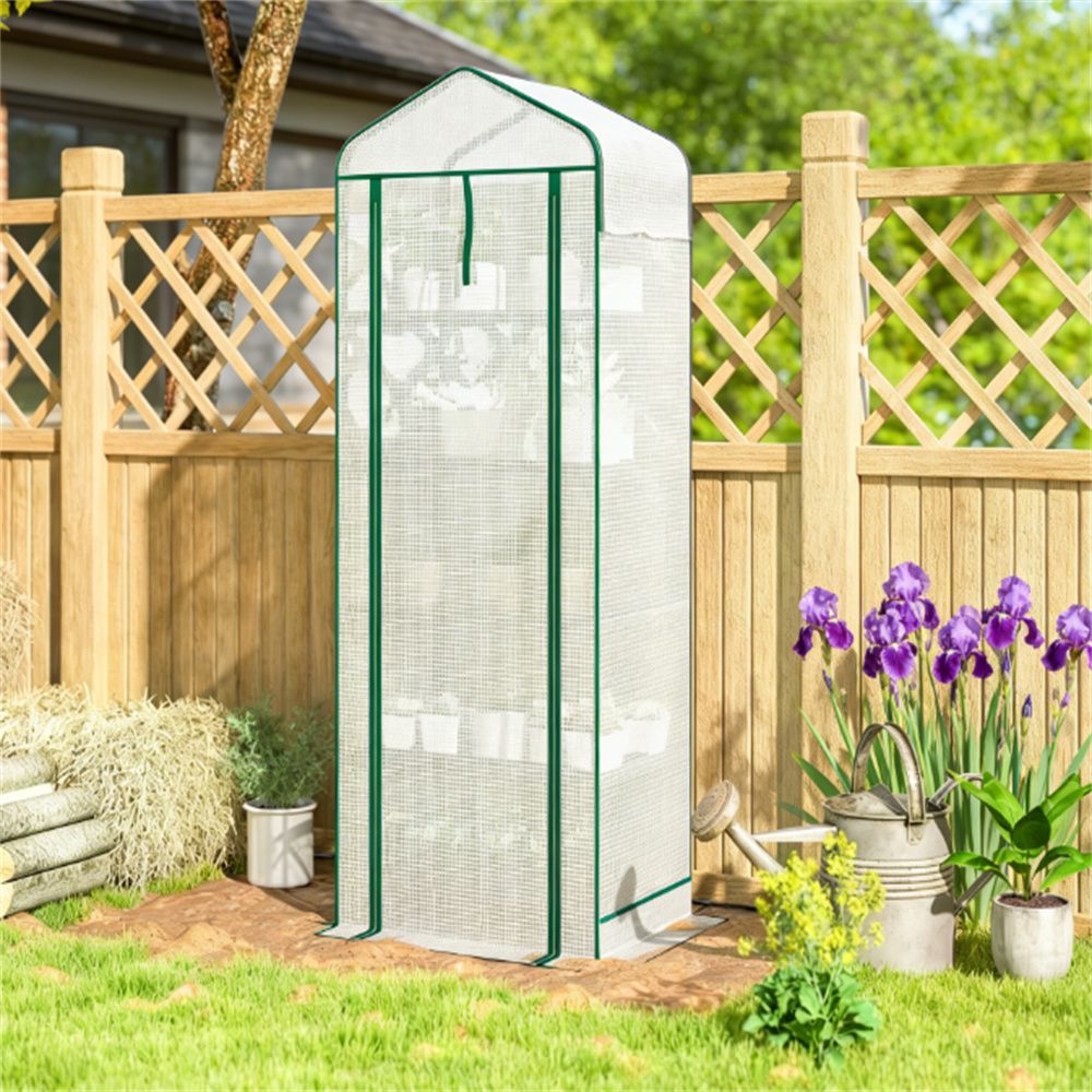 Small greenhouse, portable small greenhouse, plant rack, white