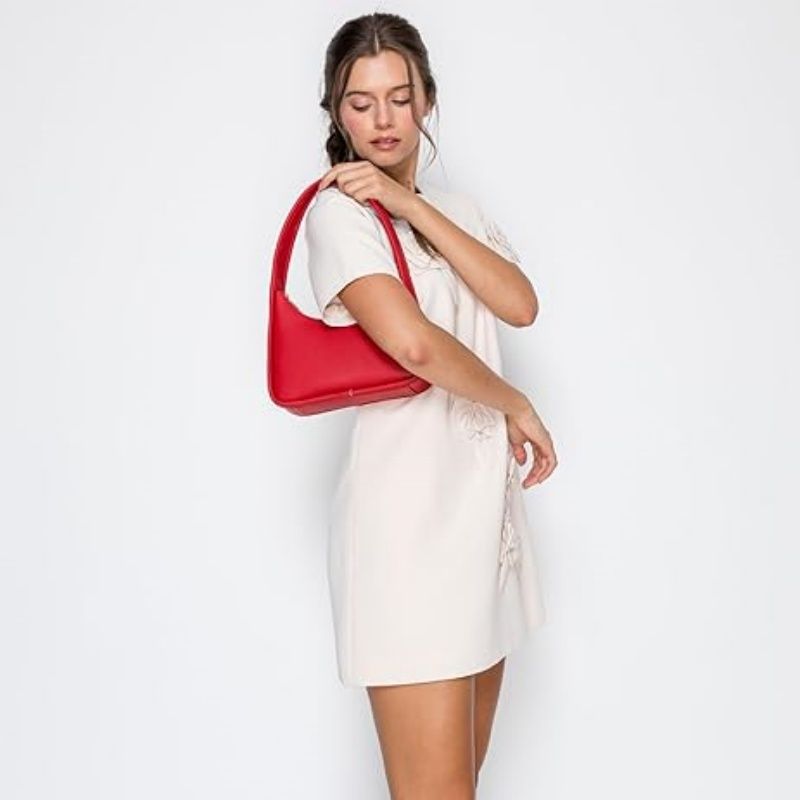Small Minimalist Shoulder Bag for Women, Faux Leather Underarm Purse, Chic Top Handle Handbag for Everyday