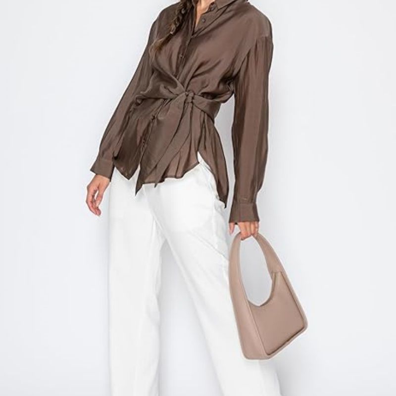 Small Minimalist Shoulder Bag for Women, Faux Leather Underarm Purse, Chic Top Handle Handbag for Everyday