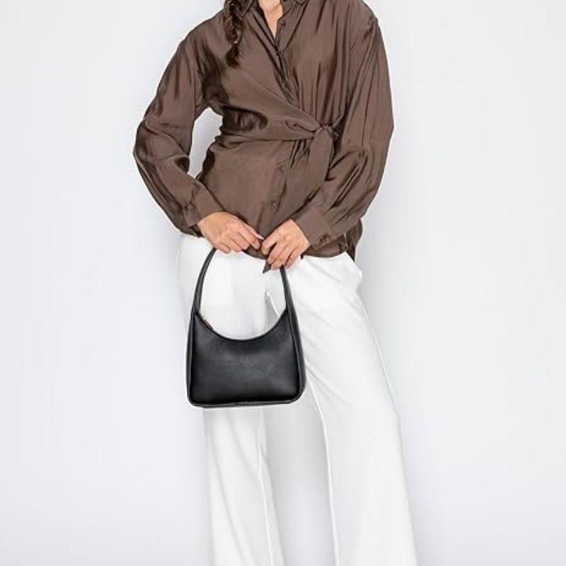 Small Minimalist Shoulder Bag for Women, Faux Leather Underarm Purse, Chic Top Handle Handbag for Everyday