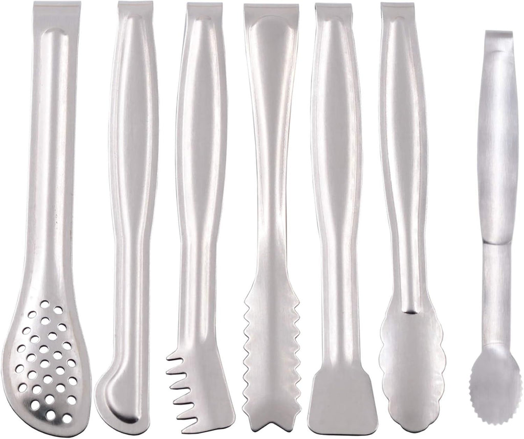 Small Serving Tongs Set 6-Inch Appetizer Tongs Stainless Steel Mini Tongs, Set of 6