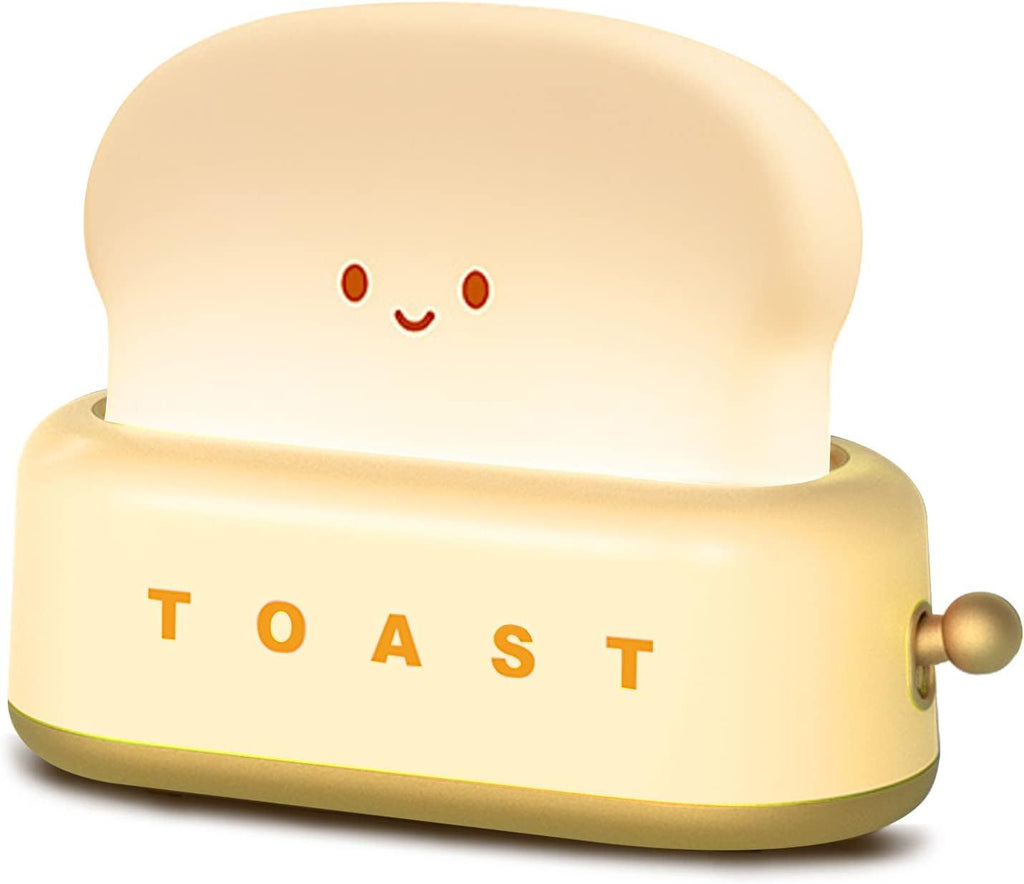 Small Table Lamp, Cute Toast Bread LED Bedroom Nightstand Light with Timer and Rechargeable, Cool Birthday Gift for Baby Kids Children Girls Boys