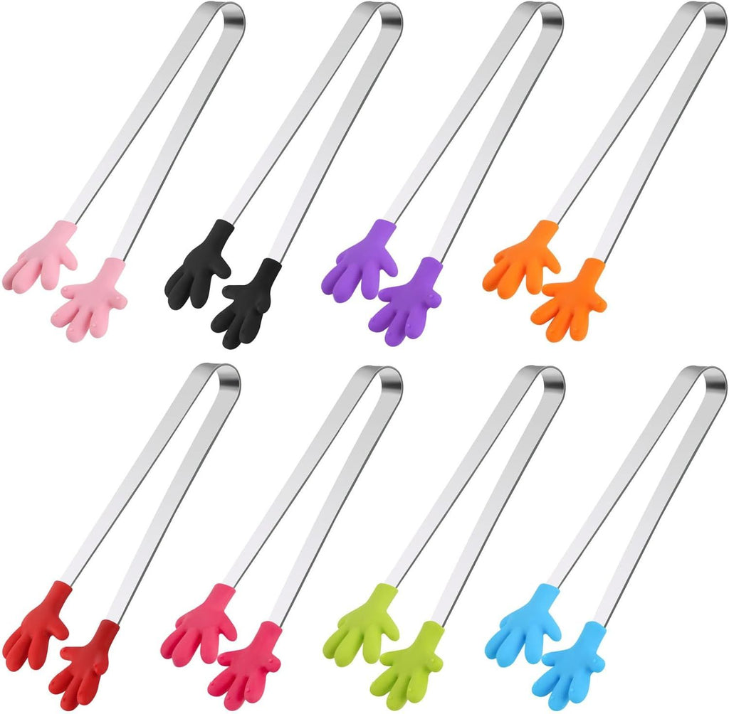 Small Tongs, 5.1 Inch Mini Tongs for Kids, Cute Kitchen Gadgets for Serving Candy, Appetizers, Snack, Chip, Pickle, Fruit, Ice Cube, Great for Fine Motor