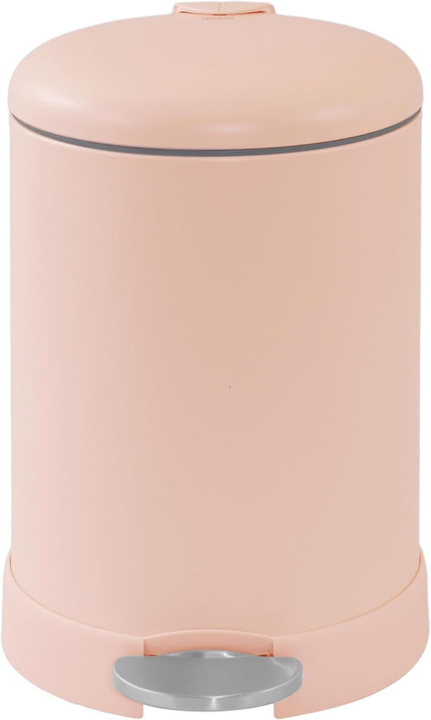 Small Trash Can, 1.2 Gallon | Round Stainless Steel Garbage Bin with Soft Close Lid & Step Foot Pedal | Metal Waste Basket with Removable Inner Bucket, Rust
