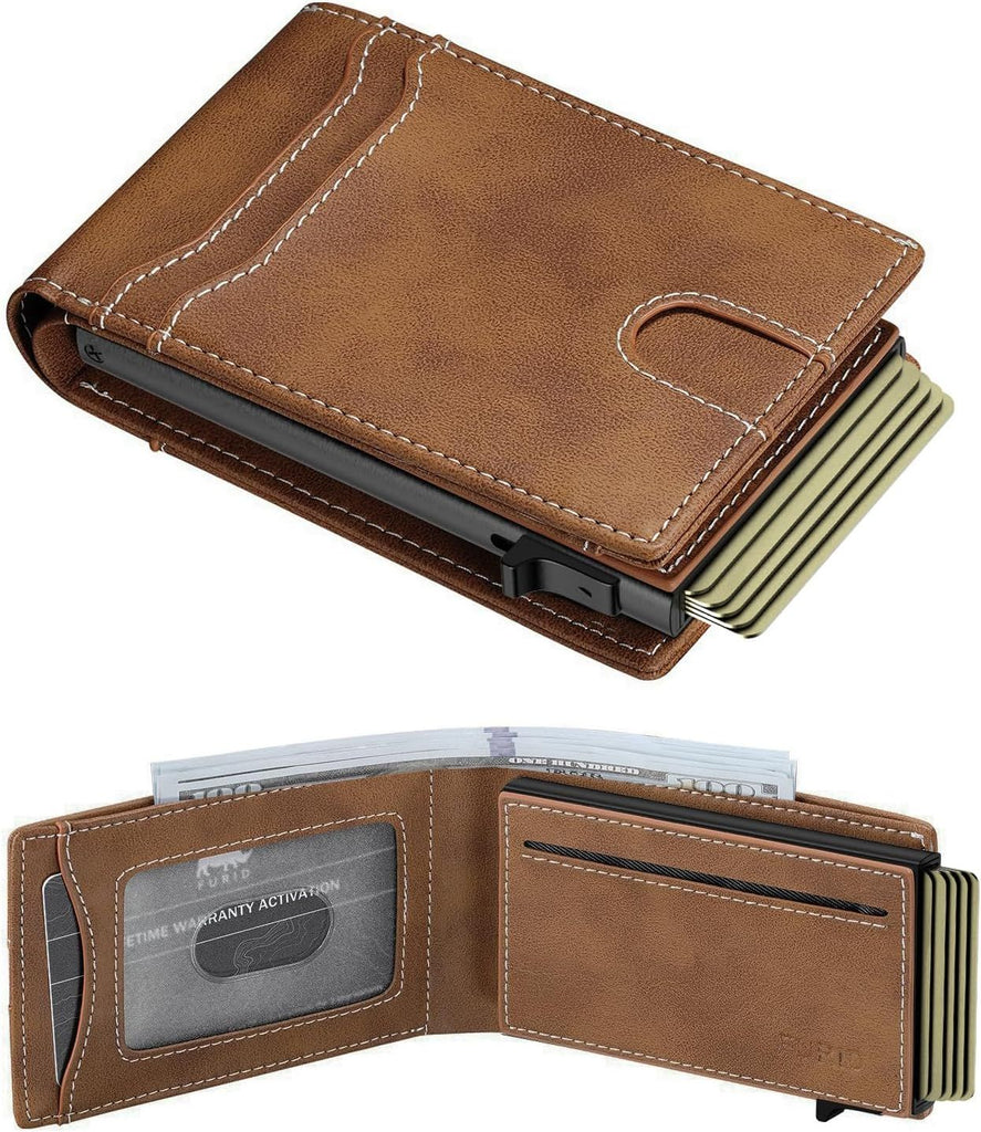 Smart Wallet For Men Slim: Rfid Minimalist Pop Up Wallets with Money Clip Metal Credit Card Holder - Gifts for Husband Father at Birthday Anniversary