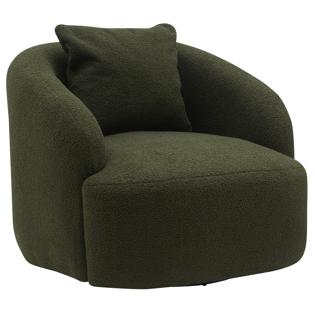 Soft Boucle Upholstered Swivel Accent Barrel Chair Wide Seat Round Single Sofa Chair 360 Swivel
