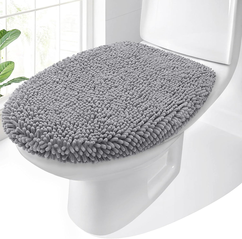 Soft Chenille Bathroom Toilet Lid Cover, Machine Washable Seat Covers