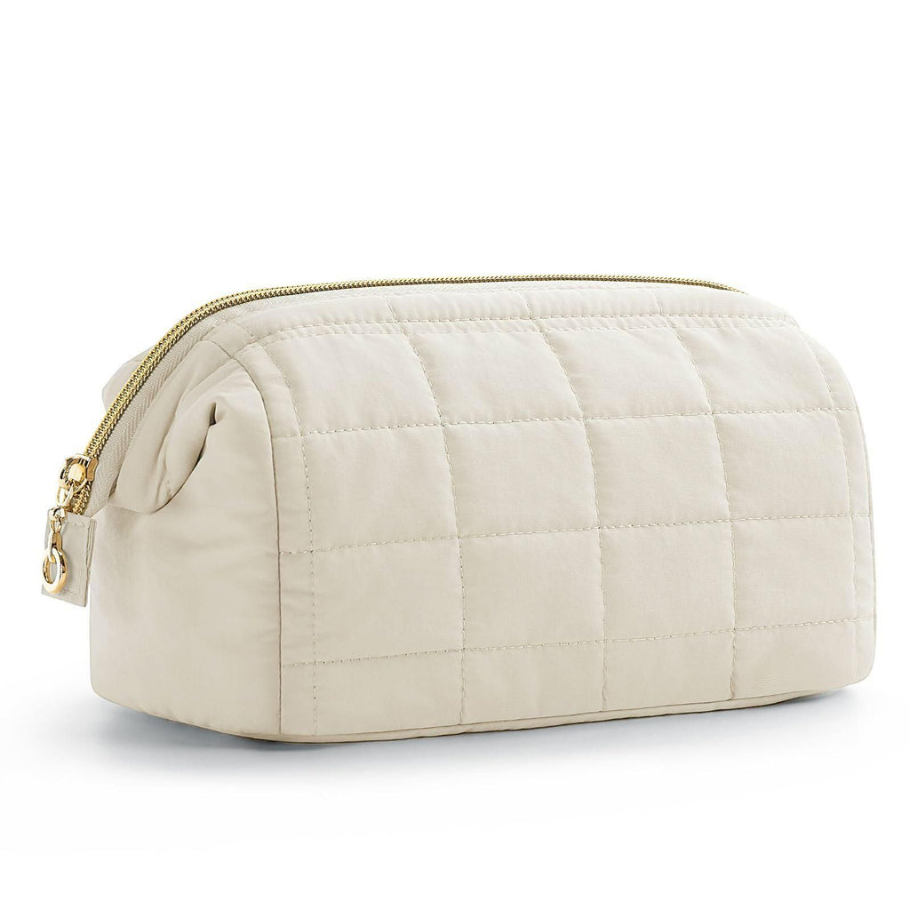 Soft Cloud Checkered Cotton Storage Pouch, Minimalist Solid Portable Bag for Lipsticks & Makeup Brushes