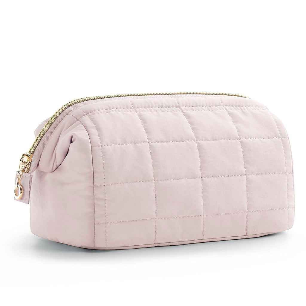 Soft Cloud Checkered Cotton Storage Pouch, Minimalist Solid Portable Bag for Lipsticks & Makeup Brushes