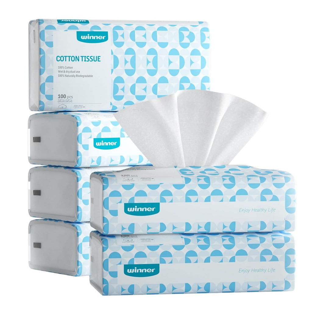 Soft Face Towels,  Bio based Facial Towels, Unscented Cotton Tissues