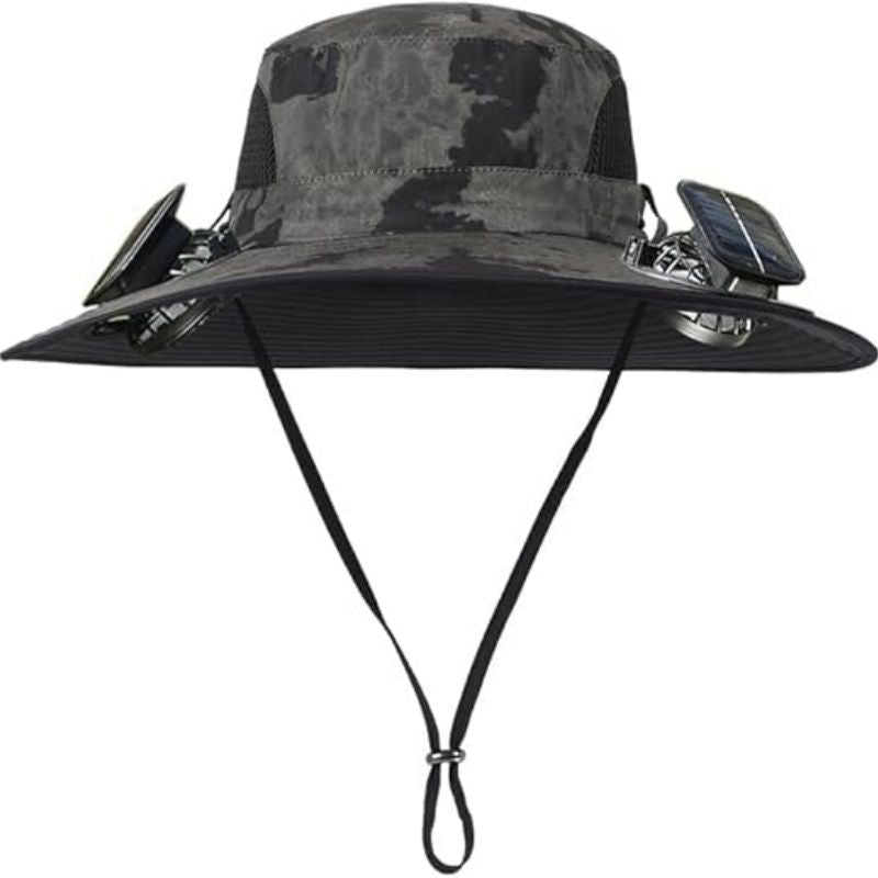 Solar Fan Hat Rechargeable 2Detachable Solar Fans,Water-Repellent Wide Brim Bucket Hat, Outdoor Camping Hiking Golf Sun Hat