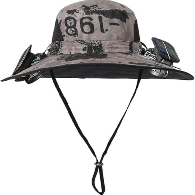 Solar Fan Hat Rechargeable 2Detachable Solar Fans,Water-Repellent Wide Brim Bucket Hat, Outdoor Camping Hiking Golf Sun Hat