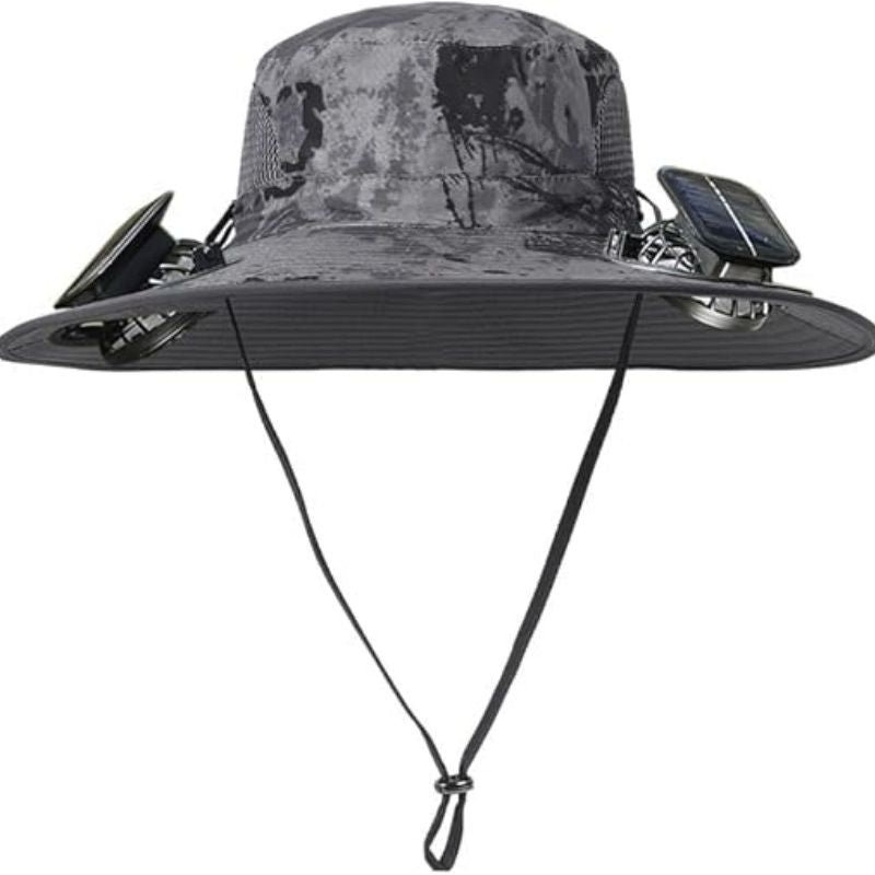 Solar Fan Hat Rechargeable 2Detachable Solar Fans,Water-Repellent Wide Brim Bucket Hat, Outdoor Camping Hiking Golf Sun Hat