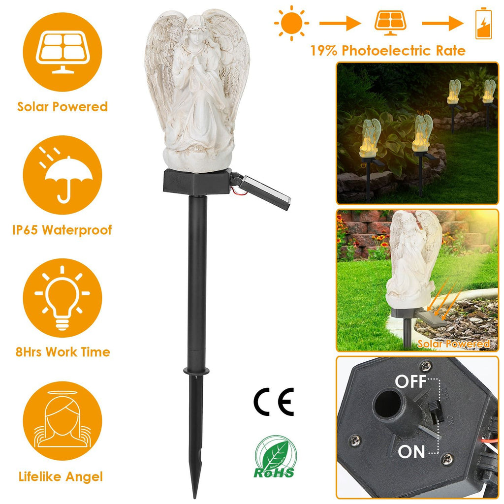 Solar Praying Angel Statue Garden Light LED Decoration Angel Lamp IP65 Waterproof Outdoor Decorative Landscape Solar Lawn Lamps For Yard Driveway Walkway Patio