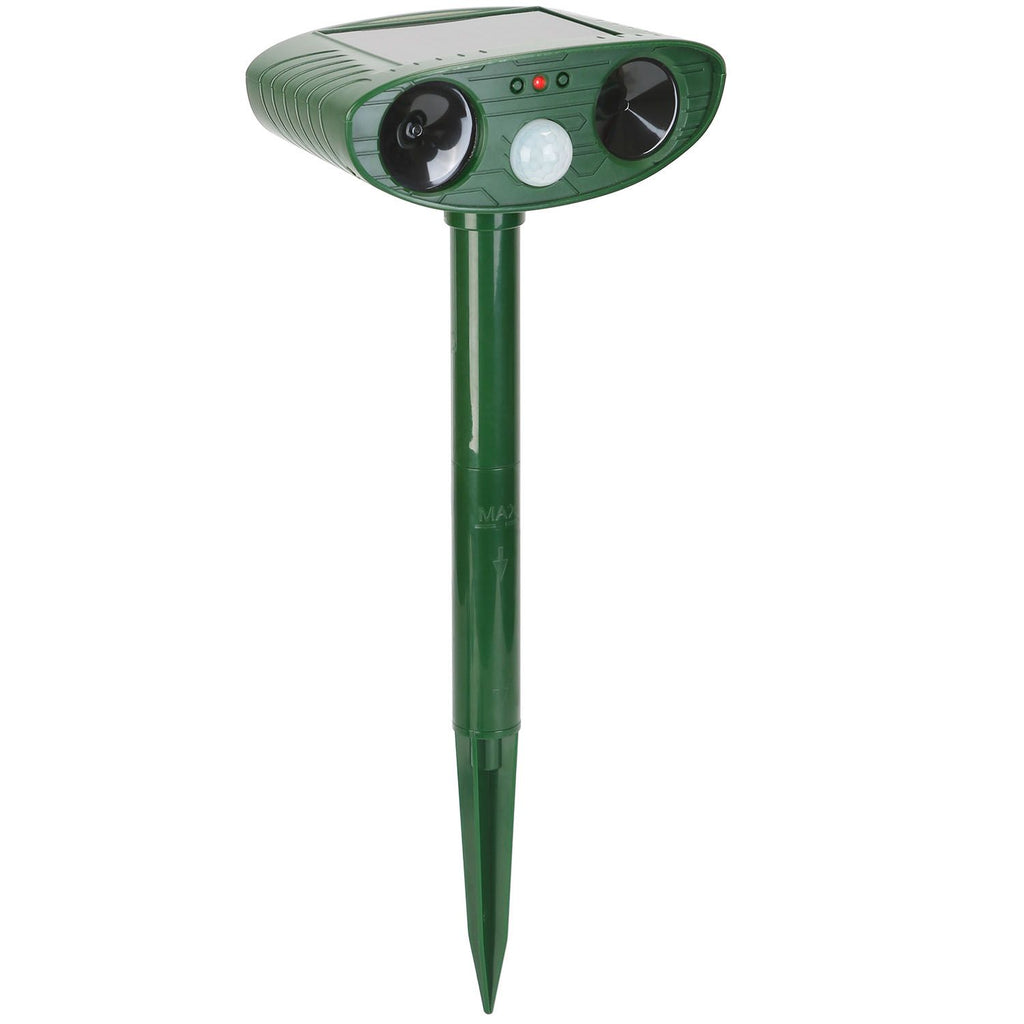 Solar Ultrasonic Animal Repeller PIR Sensor Animal Repellent Chaser with Flashing Light IPX4 Waterproof for Chasing Deer Raccoon Squirrel Rat Skunk Ra