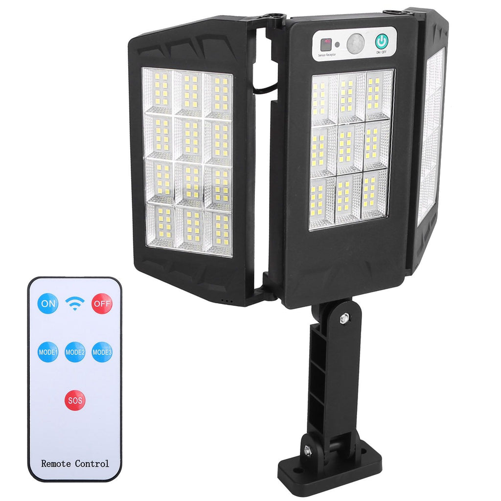 Solar Wall Light Outdoor 264Pcs LED Beads PIR Motion Sensor Remote Control Wireless Lamps IP45 Waterproof Lighting for Garage Front Door Garden Pathway