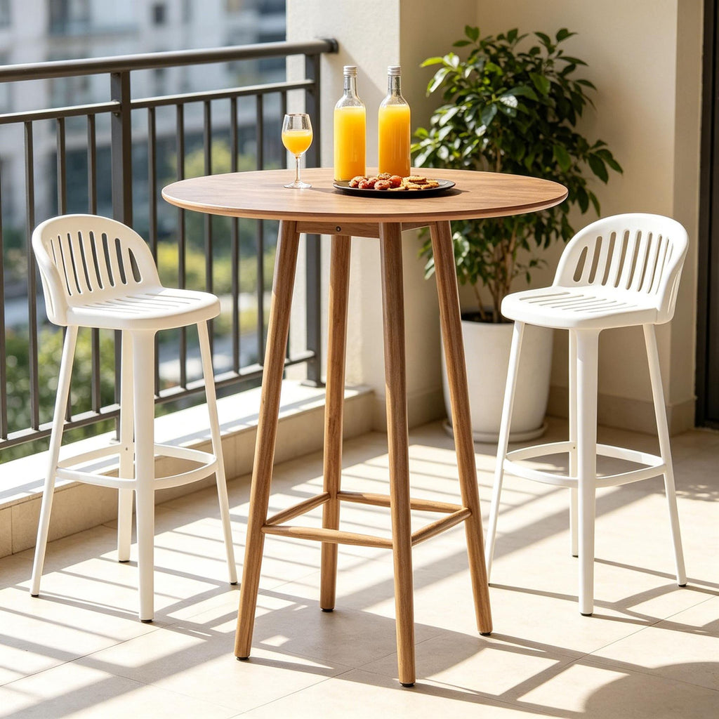 Solid Wood 39.37'' round Bar Table with Sturdy Frame Bistro Table