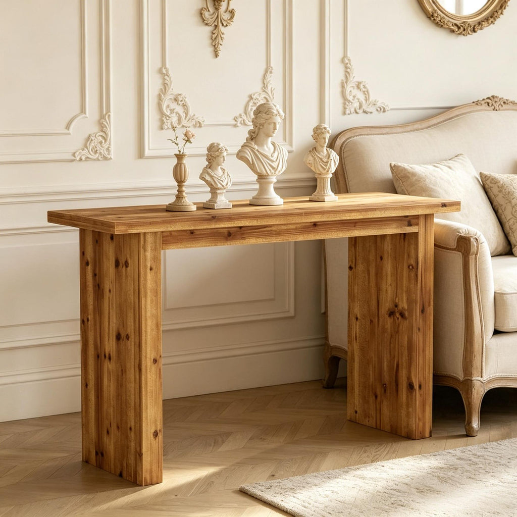 Solid Wood Bar Table 63 Inch Counter Height Pub Table with Sturdy Base for Kitchen Dining Room Furniture