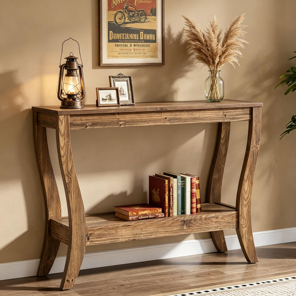 Solid Wood Console Table 41.3 Inch Farmhouse Entryway Table with Storage