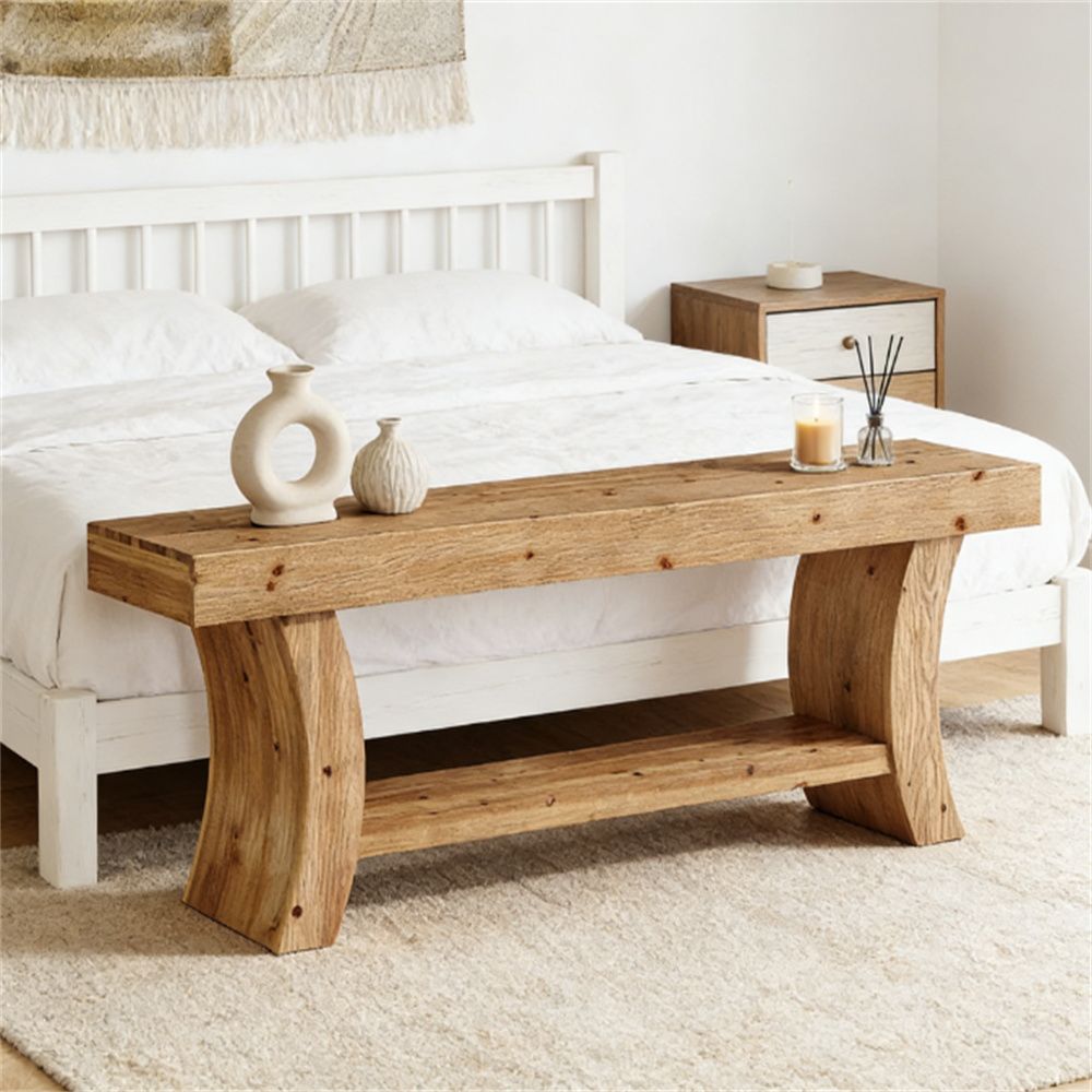 Solid wood console table, sofa table, double-layer storage platform, entrance table
