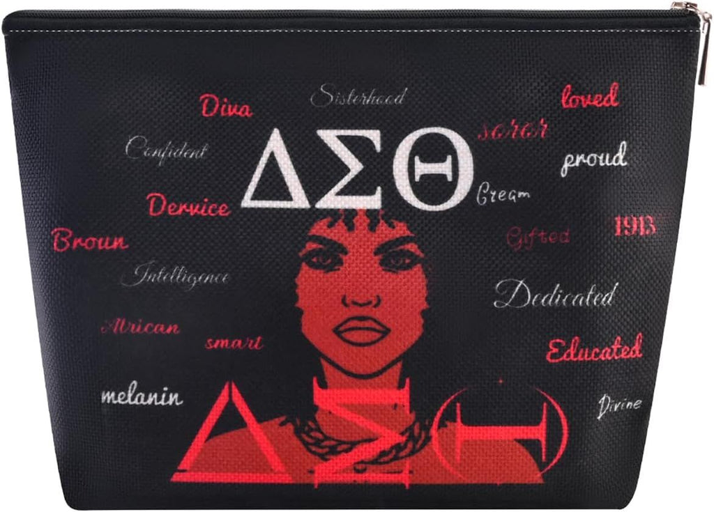 Sorority Gift DST Makeup Cosmetic Bags Black Greek Sorority Gift Paraphernalia for Sister Friend, Style 3