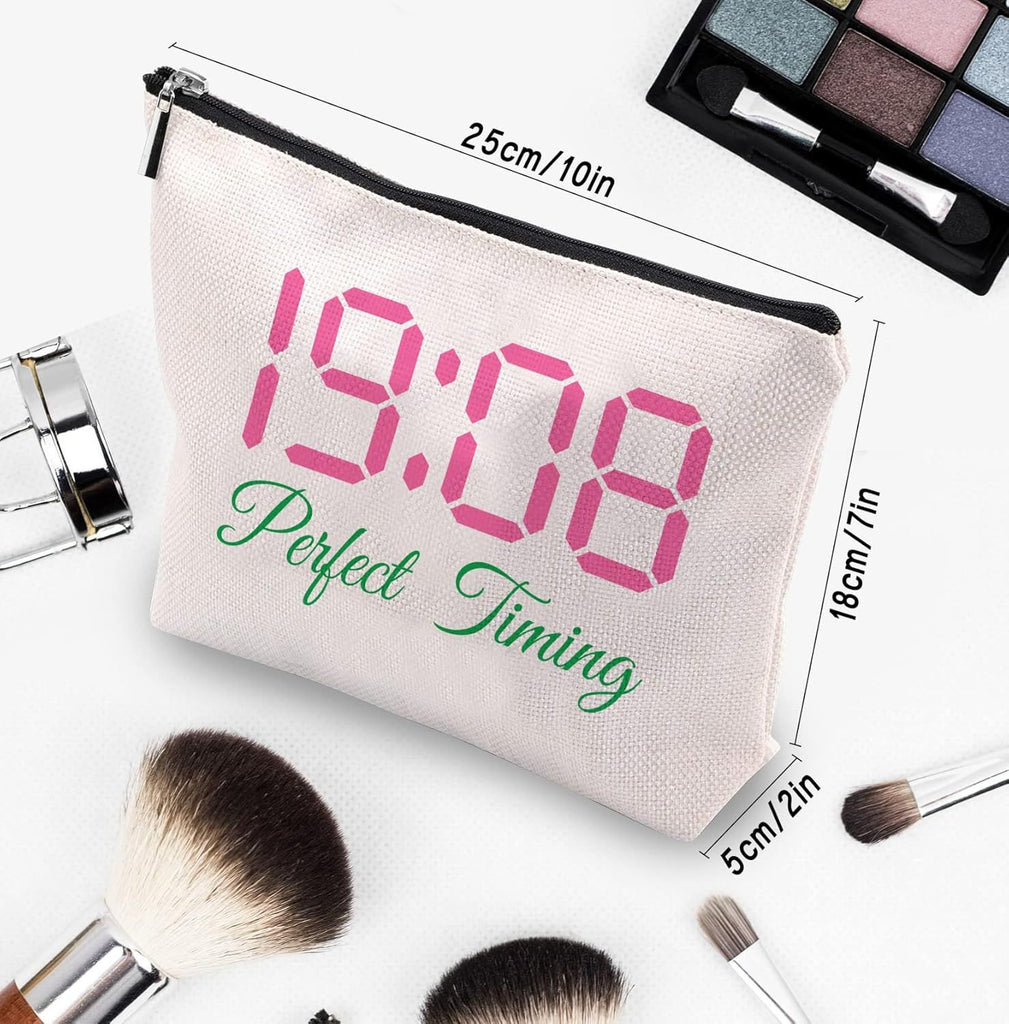 Sorority Gift Pink and Green Makeup Cosmetic Bags Black Greek Sorority Gift Paraphernalia for Sister Friend