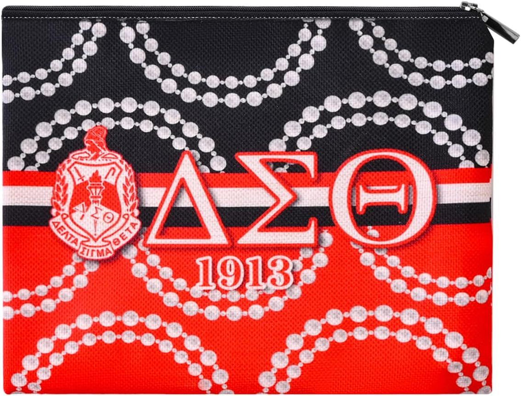 Sorority Gifts for Women DST Make Up Bag 1913 Sigma Theta Paraphernal Gifts for Girls Delta Cosmetic Bag Gift, Style 1