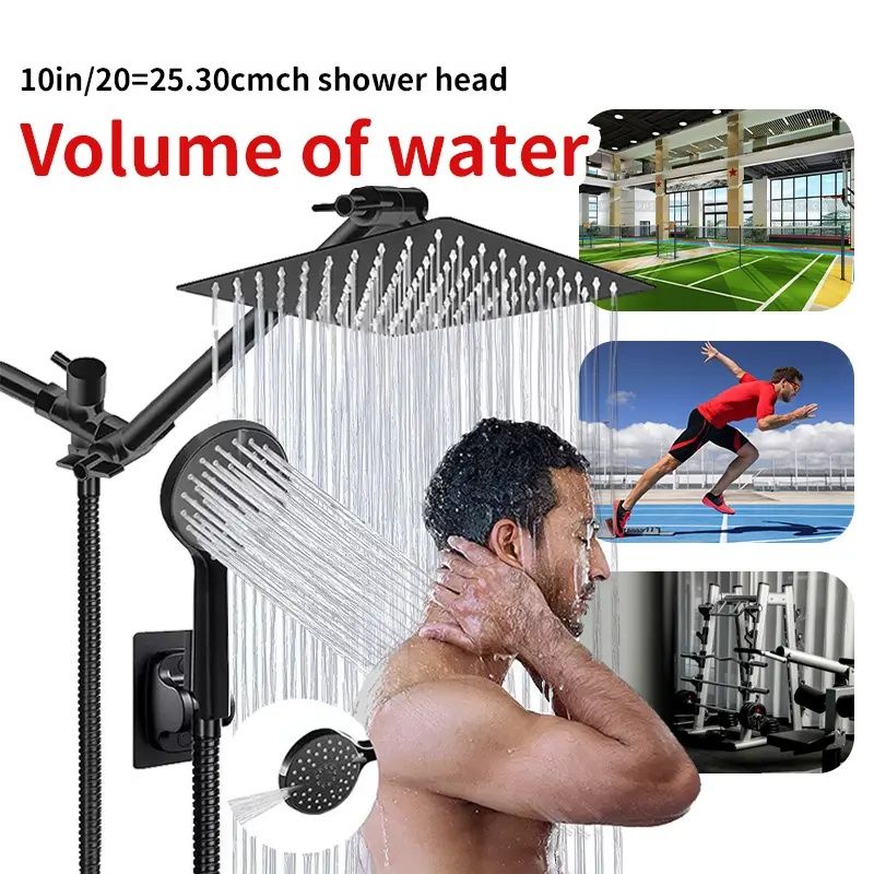 Spa-Inspired Shower Upgrade - Choose 8" or 10" Square Head + Massage Handheld Spray