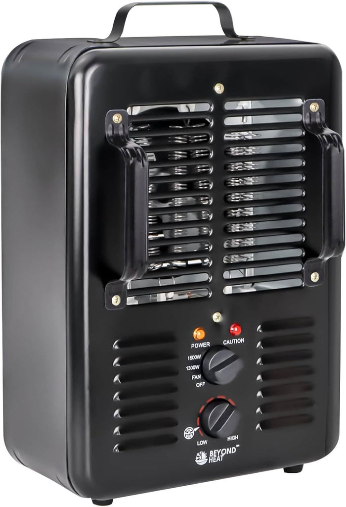 Space Heater, 1300W/1500W Electric Heater with Thermostat, 3 Heat Settings, Safe and Quiet for Home Garage Workshop Warehouse, Black