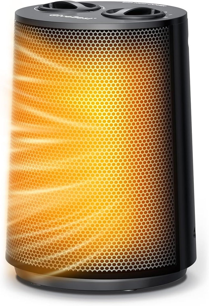 Space Heater, 1500W Portable Heaters for Indoor Use, PTC Ceramic Heater with Heating and Fan Modes, Overheat & Tip-Over Protection, Ideal for Bedroom, Office & Desk Use, Black