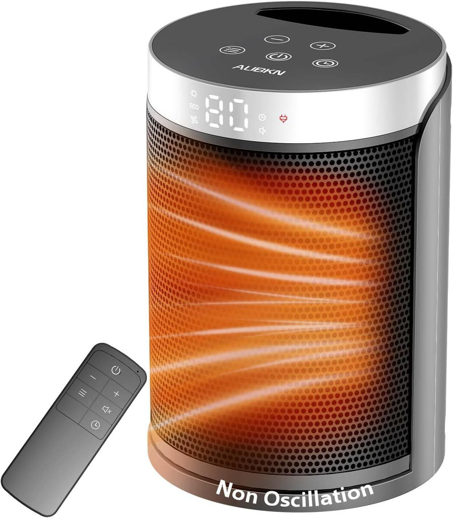 Space Heater, Small Portable Electric Heaters for Indoor Use with Thermostat and Remote,12H Timer, 5 Mode, 1500W PTC Ceramic Fast Safety Heat for Office Bedroom Home