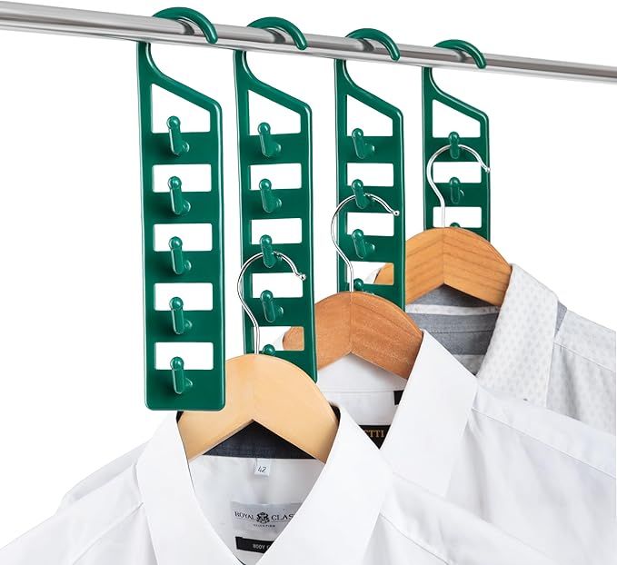 Space Saving Hangers for Clothes - 4 in Pack, Heavy Duty Plastic, Multi Closet Space Savers for Shirts, Pants, Jeans, Sweaters - Hanger Organizer Space Save