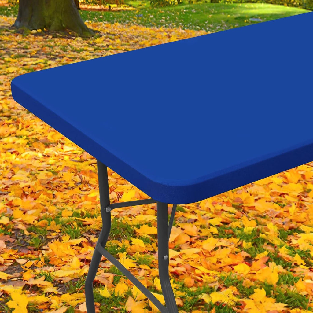 Spandex 6 Foot Rectangle Table Cloth, Elastic Fitted Tablecloths for Picnic, Stretch Washable Patio Table Cover for Outdoor, Camping, Banquet and Parties