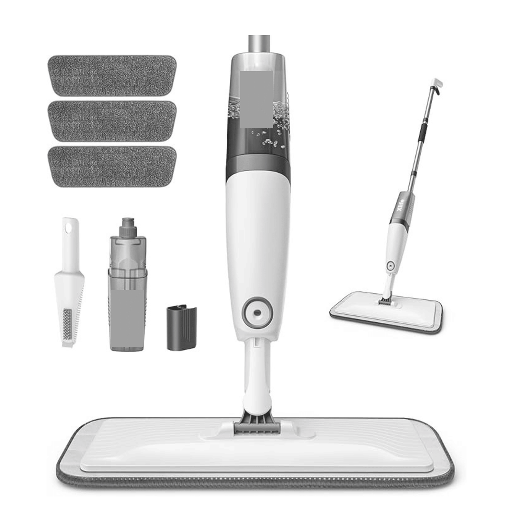 Spray Mops for Floor Cleaning, Xlife Microfiber Dust Mop with 3 Washable Pads Mop with Sprayer Wood Mops Commercial Home Use for Wood Hardwood Laminate Ceramic Tiles Floor-Gray (No Cleaner)