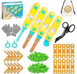 Spring Flower Cardboard Cutter for Kids, 129 PCS Cardboard Tools for Kids, STEM Educational Construction Kit Toys for Boys Girls, DIY Safe Cutting Creative Craft Kit, Gift Birthday for Boys Girls