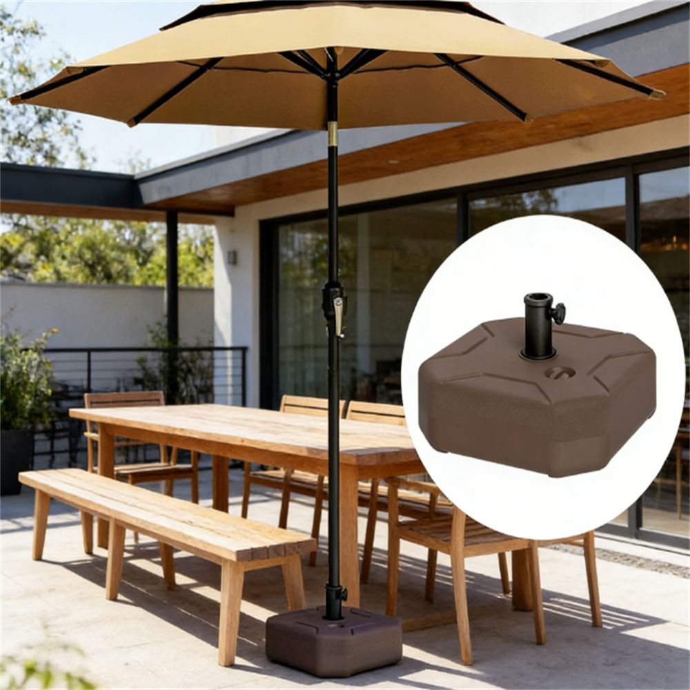 Square base, terrace umbrella stand, umbrella base, outdoor umbrella stand, brown (base only)