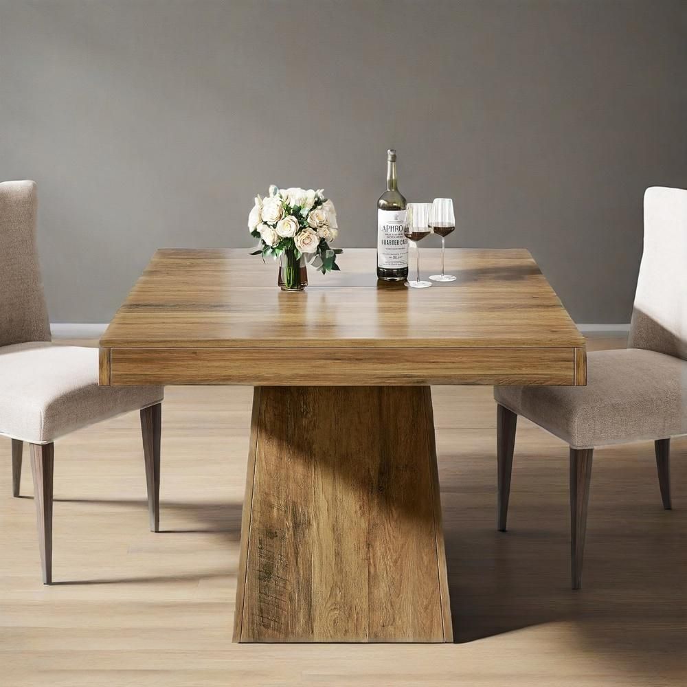 Square Dining Table for 4, 31.5-Inch Small Kitchen Table with Sturdy Pedestal Base, Farmhouse Dinner Table