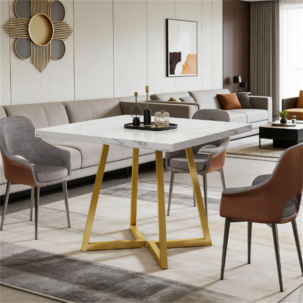 Square dining table, wooden kitchen dining table with classic design, living room dining table