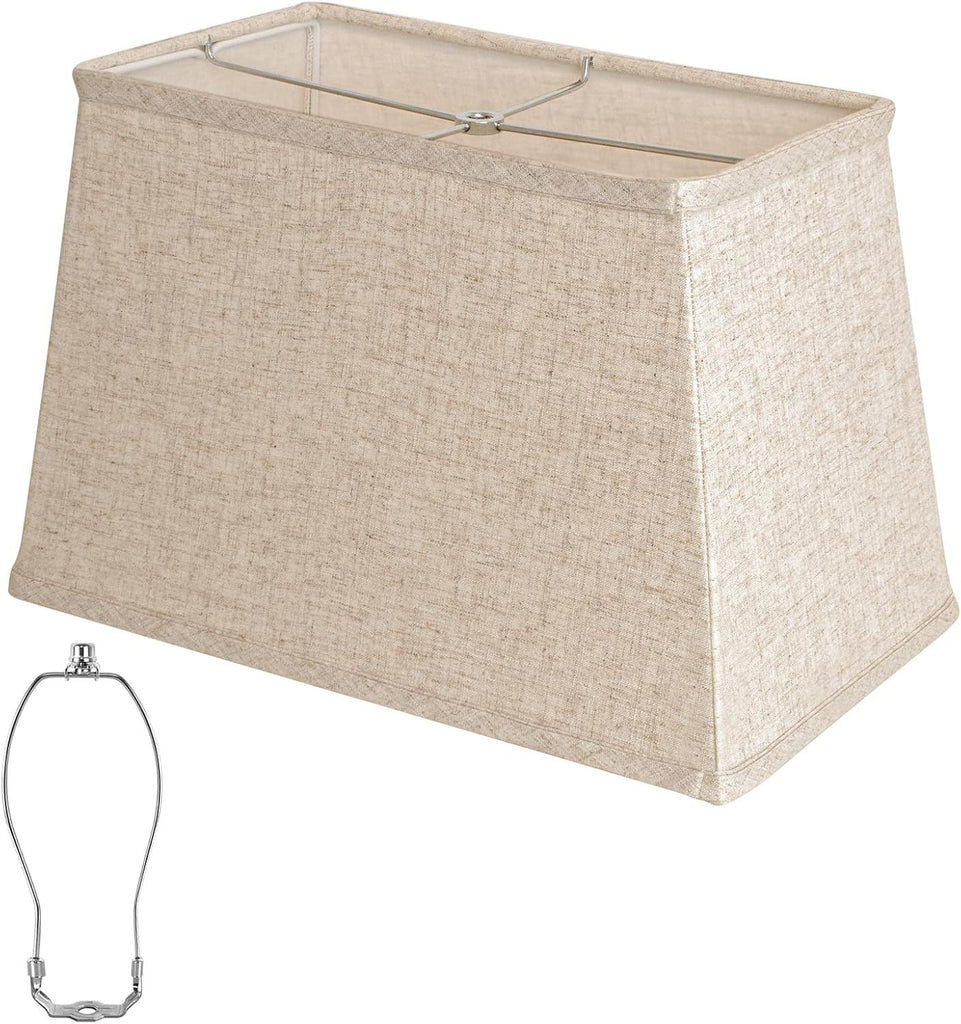 Square Lamp shade, Large Beige Linen Lampshade