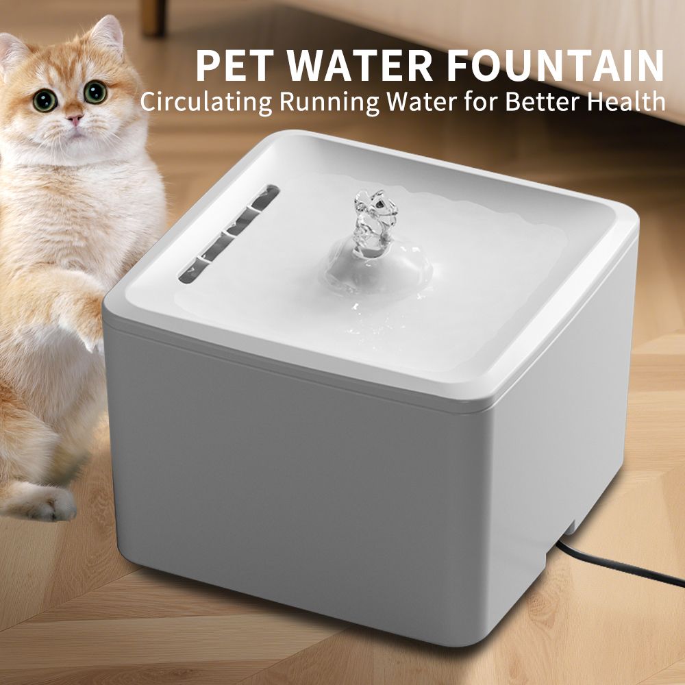 Square wired automatic water dispenser, indoor pet cat and dog water bowl water dispenser with silent pump