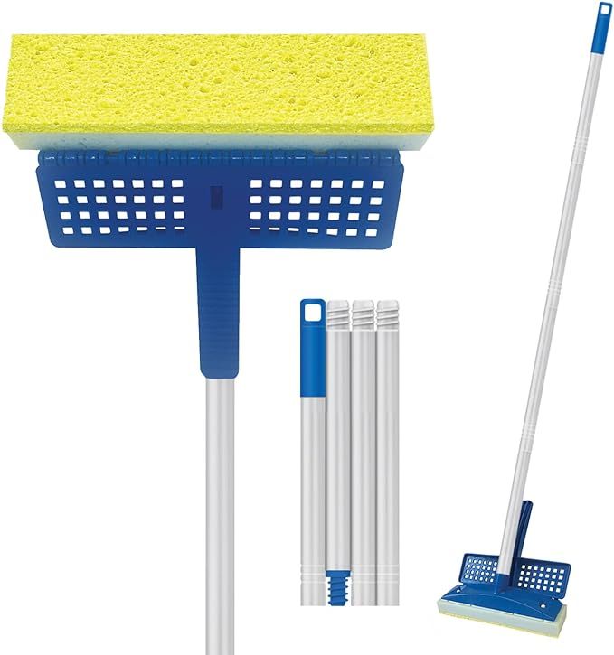 Squeeze Sponge Mop w/ Poly Foam & a Natural Cellulose Layer, Absorbs and Wicks Moisture, Hard Surface Cleaner, Refillable, 9' Wide Head
