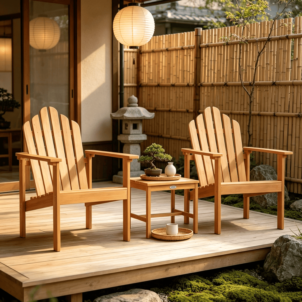 Stackable Adirondack Chair Set of 2 with Side Table Outdoor Garden Furniture Outdoor Living Room Decor