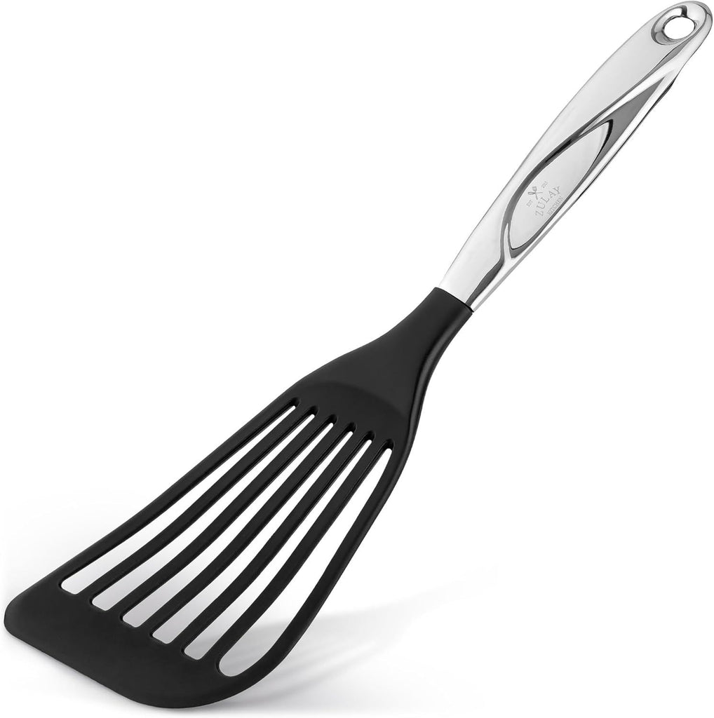 Stainless Steel Fish Spatula - 12.8' Flexible Slotted Turner for Cooking & Frying - Ergonomic Handle, Non-Stick Safe & Dishwasher Safe Kitchen Utensil for Everyday Use